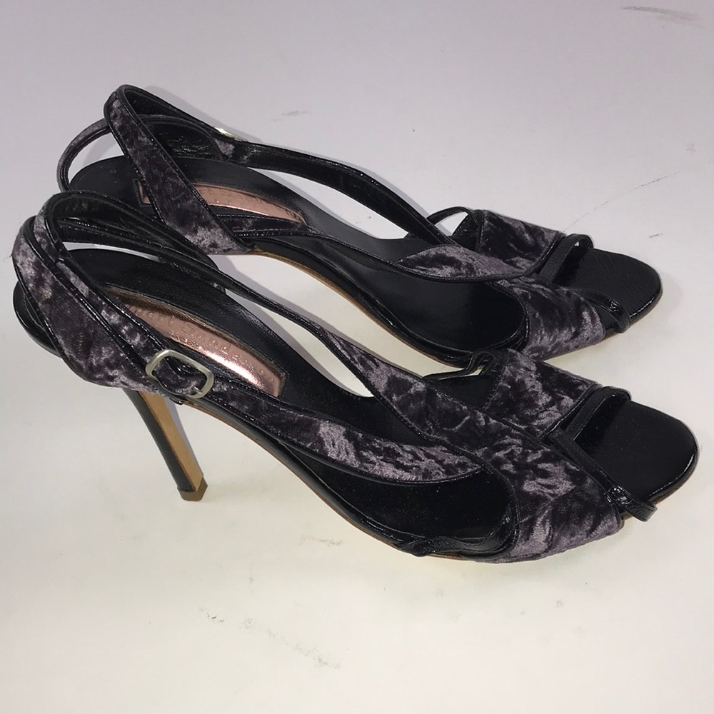 Rupert Sanderson Black Leather and Purple Velvet